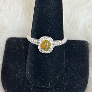 Bomb Party Goldenrod Fire Opal & White Topaz Ring